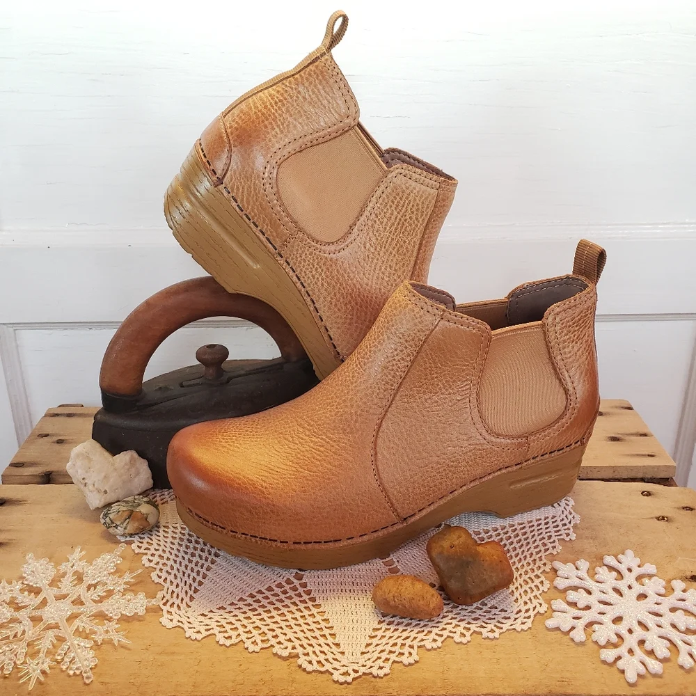 🌻for Sarah🌻Dansko FRANKIE Honey Pro Clog Booties Chelsea Ankle Boho Cottage 37